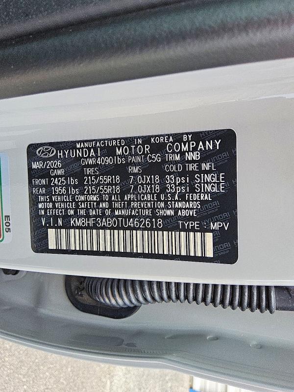 55595336 :رقم المزاد ، KM8HF3AB0TU462618 vin ، 2026 Hyundai Kona مزاد بيع