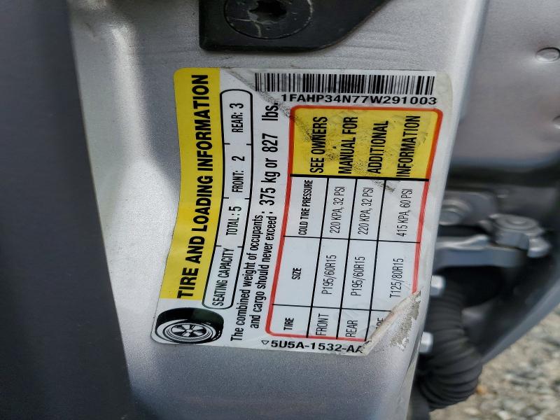 Продажа на аукционе авто 2007 Ford Focus, vin: 1FAHP34N77W291003, номер лота: 58869256