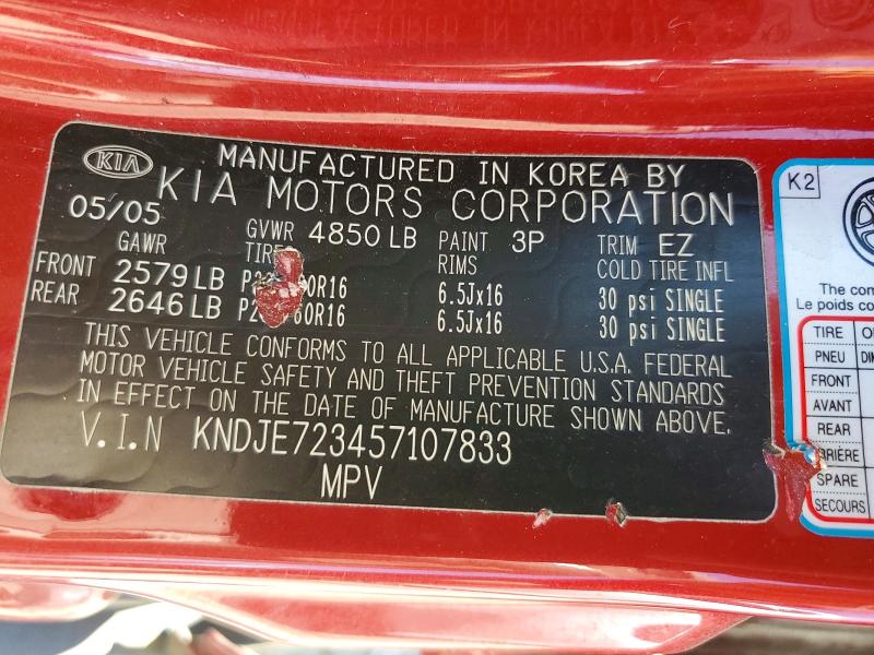 Auction sale of the 2005 Kia Sportage, vin: KNDJE723457107833, lot number: 58330756