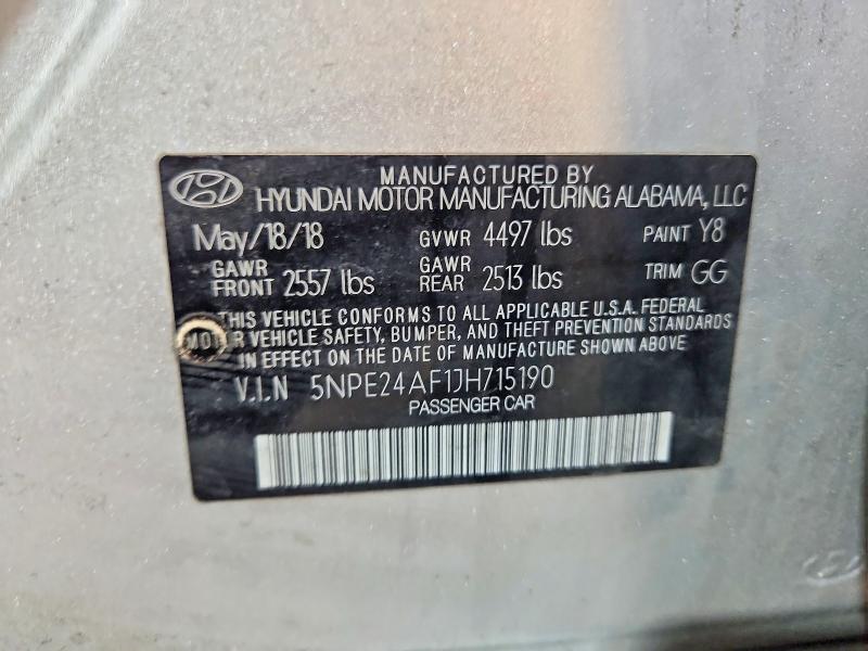 55834146 :رقم المزاد ، 5NPE24AF1JH715190 vin ، 2018 Hyundai Sonata مزاد بيع