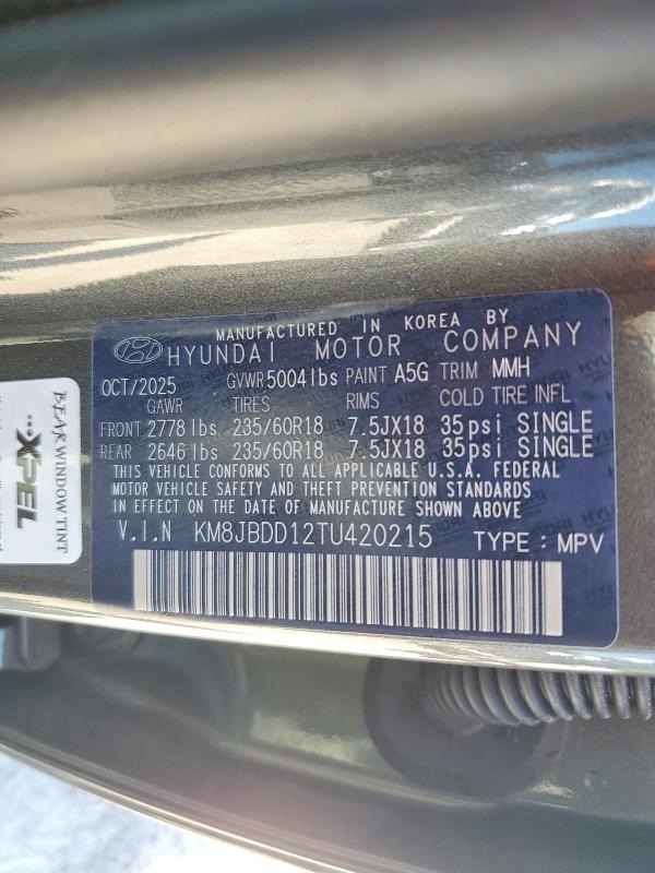 55406526 :رقم المزاد ، KM8JBDD12TU420215 vin ، 2026 Hyundai Tucson مزاد بيع