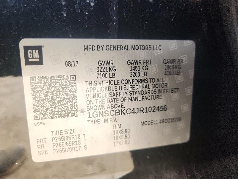 56964686 :رقم المزاد ، 1GNSCBKC4JR102456 vin ، 2018 Chevrolet Tahoe مزاد بيع