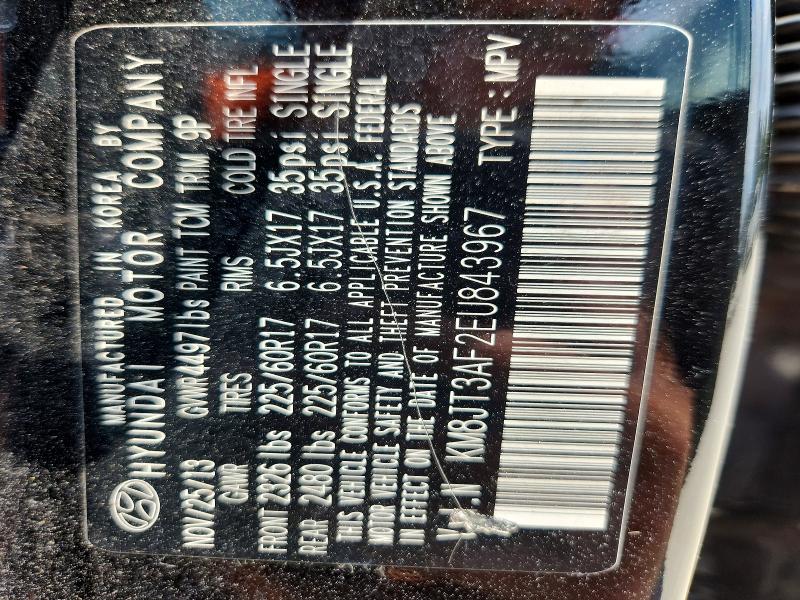 58796826 :رقم المزاد ، KM8JT3AF2EU843967 vin ، 2014 Hyundai Tucson مزاد بيع