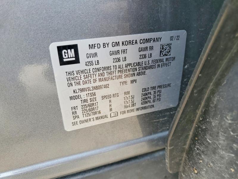 Продажа на аукционе авто 2022 Chevrolet Trailblazer, vin: KL79MVSL3NB097462, номер лота: 58802426