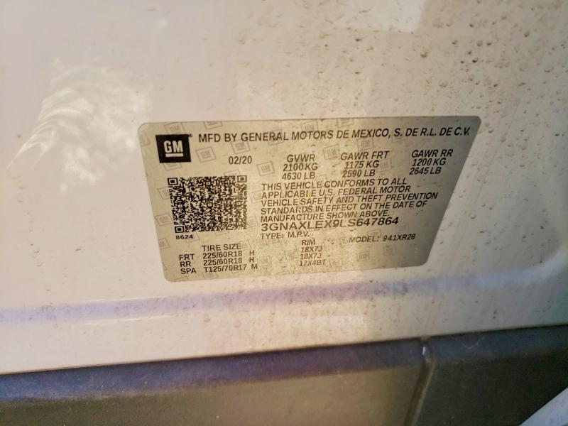 Продаж на аукціоні авто 2020 Chevrolet Equinox, vin: 3GNAXLEX9LS647864, номер лоту: 56375336