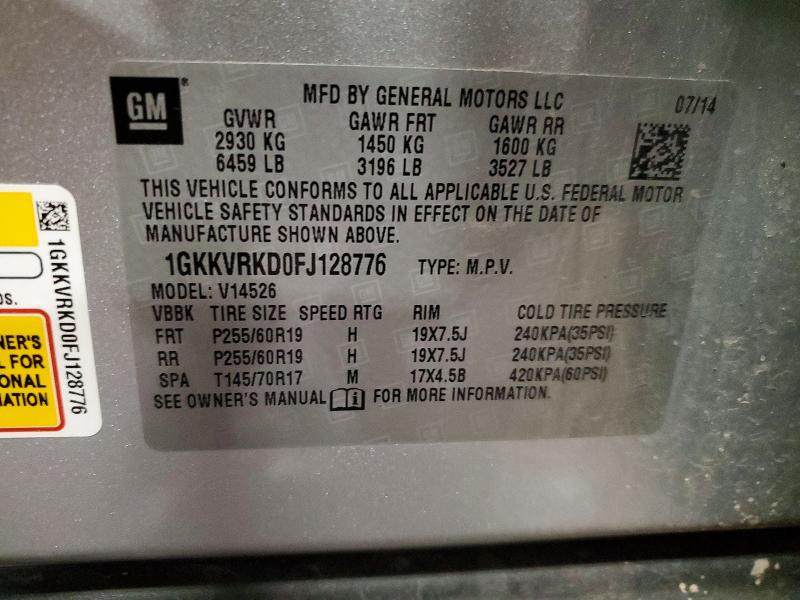 Aukcja sprzedaży 2015 Gmc Acadia, vin: 1GKKVRKD0FJ128776, numer aukcji: 56294666