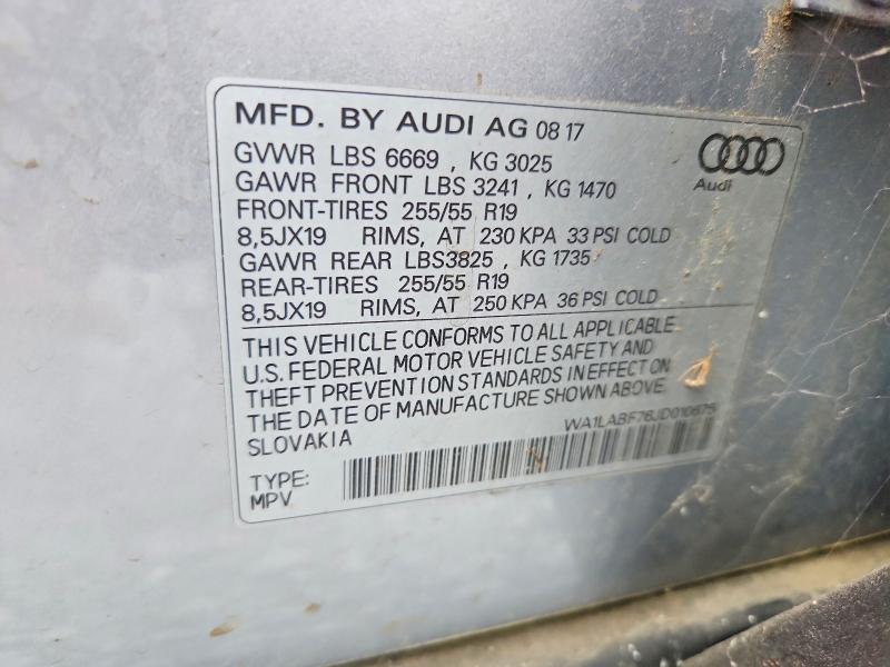 Продажа на аукционе авто 2018 Audi Q7, vin: WA1LABF76JD010675, номер лота: 57009066