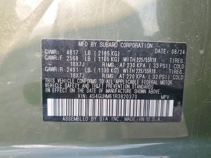 Продажа на аукционе авто 2024 Subaru Crosstrek, vin: 4S4GUHM61R3820370, номер лота: 58788136