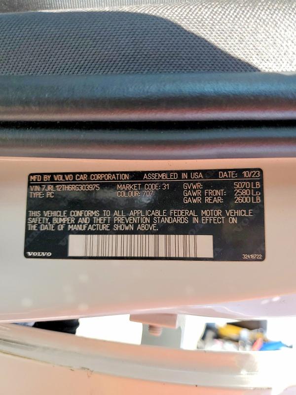 Продаж на аукціоні авто 2024 Volvo S60, vin: 7JRL12TH6RG303975, номер лоту: 57412056