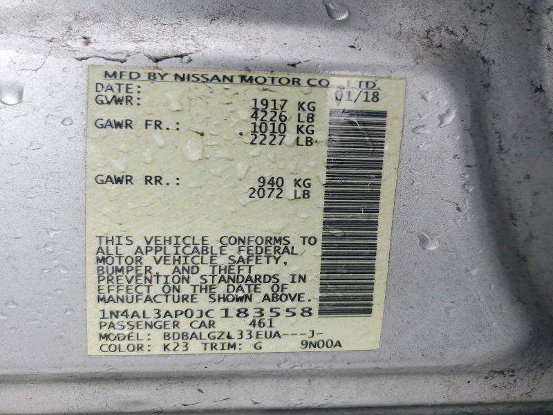 Aukcja sprzedaży 2018 Nissan Altima, vin: 1N4AL3AP0JC183558, numer aukcji: 56250366