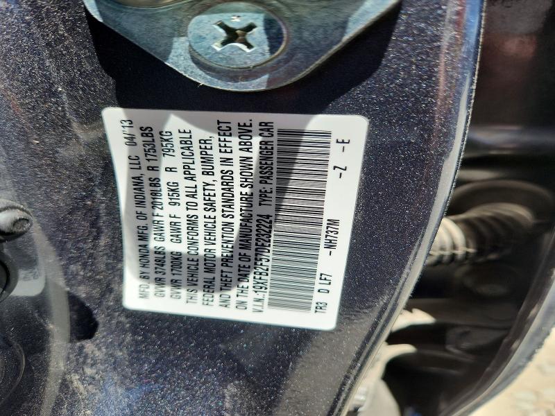 57597326 :رقم المزاد ، 19XFB2F57DE232224 vin ، 2013 Honda Civic مزاد بيع