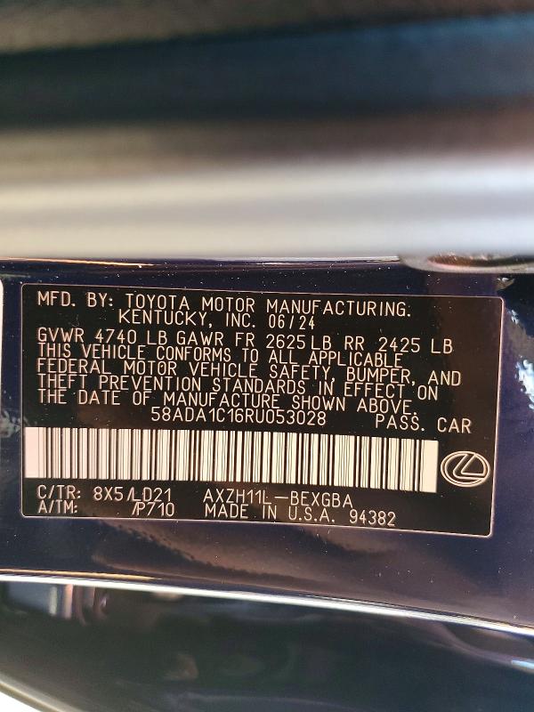 Продажа на аукционе авто 2024 Lexus Es 300h, vin: 58ADA1C16RU053028, номер лота: 56183476