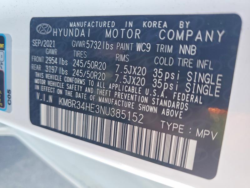 2022 Hyundai Palisade მანქანა იყიდება აუქციონზე, vin: KM8R34HE3NU385152, აუქციონის ნომერი: 57063866