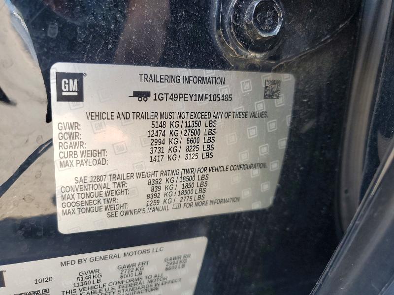 58225026 :رقم المزاد ، 1GT49PEY1MF105485 vin ، 2021 Gmc Sierra مزاد بيع