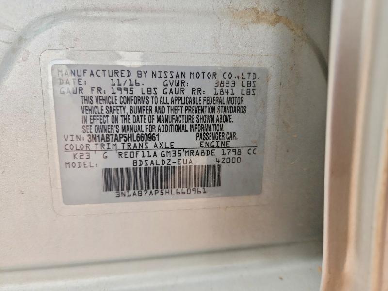 Aukcja sprzedaży 2017 Nissan Sentra, vin: 3N1AB7AP5HL660961, numer aukcji: 57361306