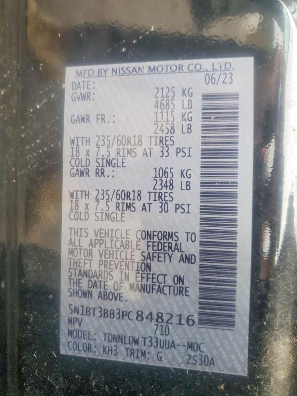 Aukcja sprzedaży 2023 Nissan Rogue, vin: 5N1BT3BB3PC848216, numer aukcji: 57555626