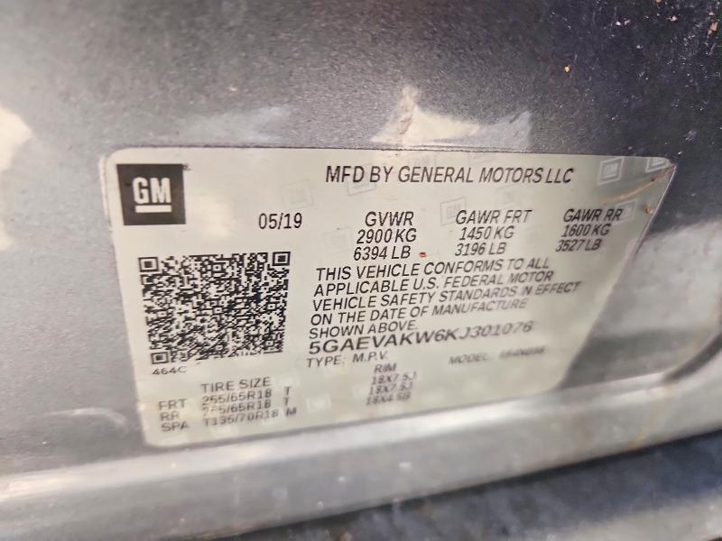 57507516 :رقم المزاد ، 5GAEVAKW6KJ301076 vin ، 2019 Buick Enclave مزاد بيع