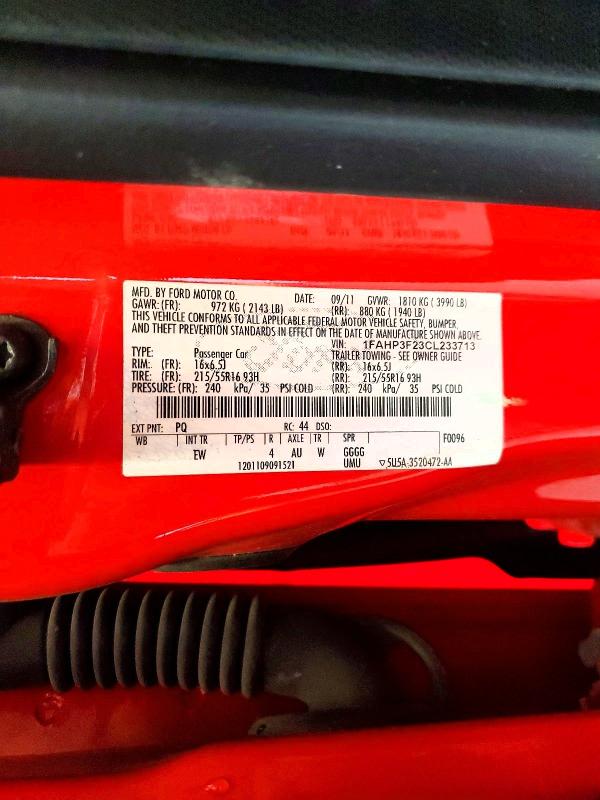 Продаж на аукціоні авто 2012 Ford Focus, vin: 1FAHP3F23CL233713, номер лоту: 57635406