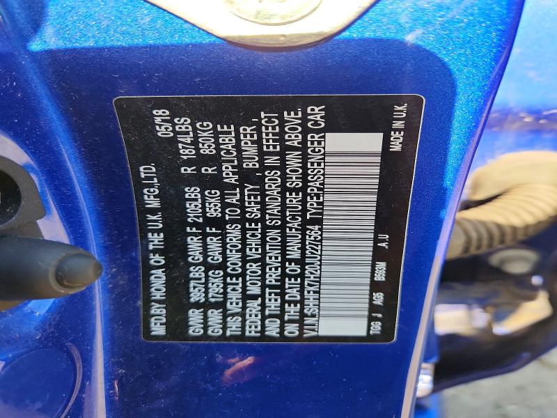 Продаж на аукціоні авто 2018 Honda Civic, vin: SHHFK7H20JU227564, номер лоту: 59079806