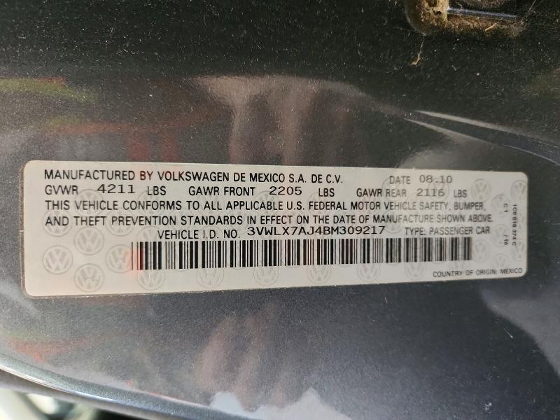Продажа на аукционе авто 2011 Volkswagen Jetta, vin: 3VWLX7AJ4BM309217, номер лота: 55505176