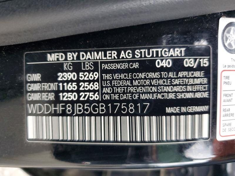 58047386 :رقم المزاد ، WDDHF8JB5GB175817 vin ، 2016 Mercedes-benz E مزاد بيع