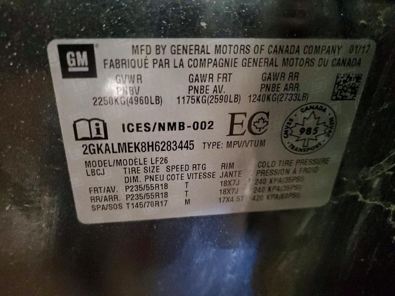 2017 Gmc Terrain მანქანა იყიდება აუქციონზე, vin: 2GKALMEK8H6283445, აუქციონის ნომერი: 57418736