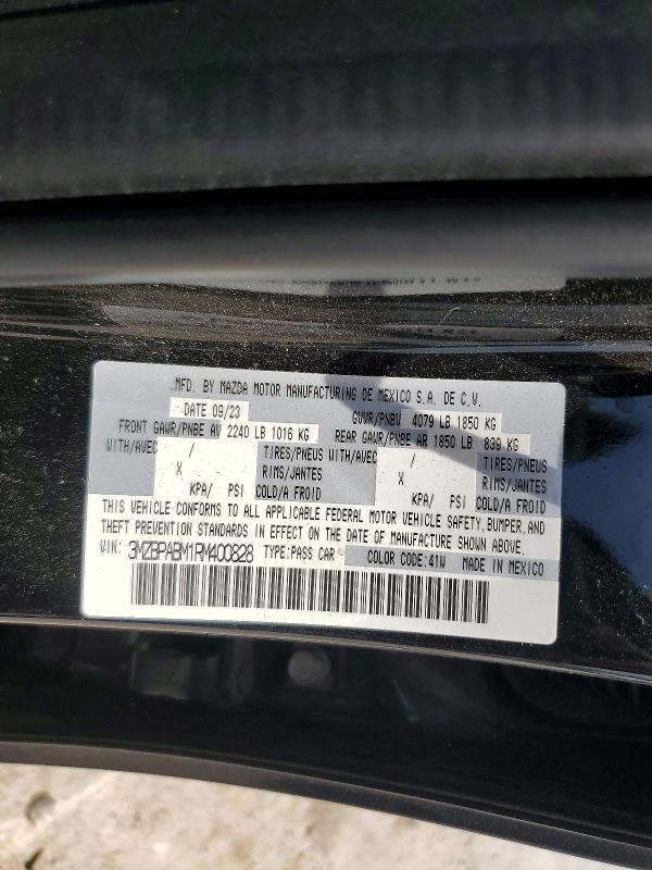 2024 Mazda 3 მანქანა იყიდება აუქციონზე, vin: 3MZBPABM1RM400828, აუქციონის ნომერი: 56836496