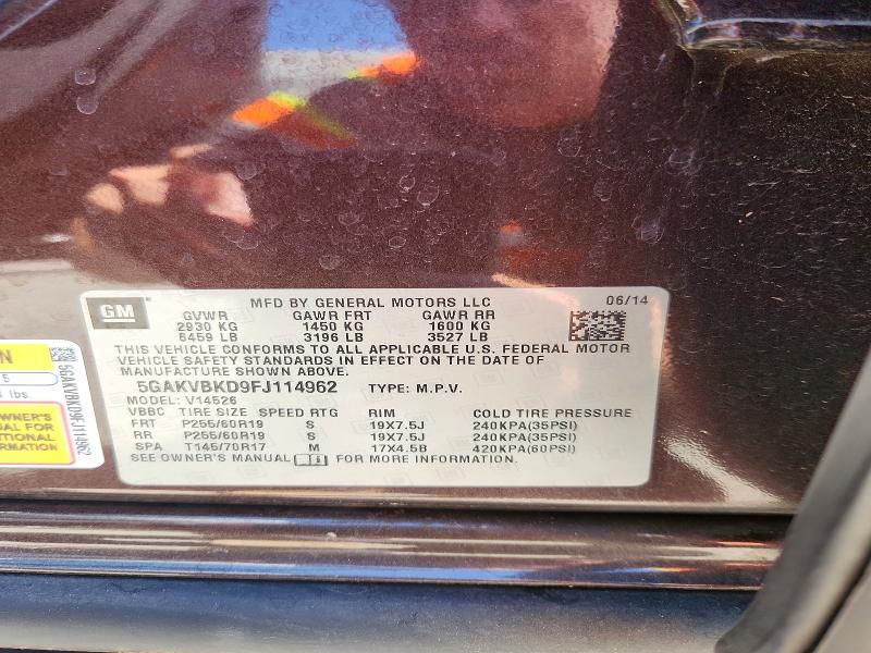 2015 Buick Enclave მანქანა იყიდება აუქციონზე, vin: 5GAKVBKD9FJ114962, აუქციონის ნომერი: 54981716