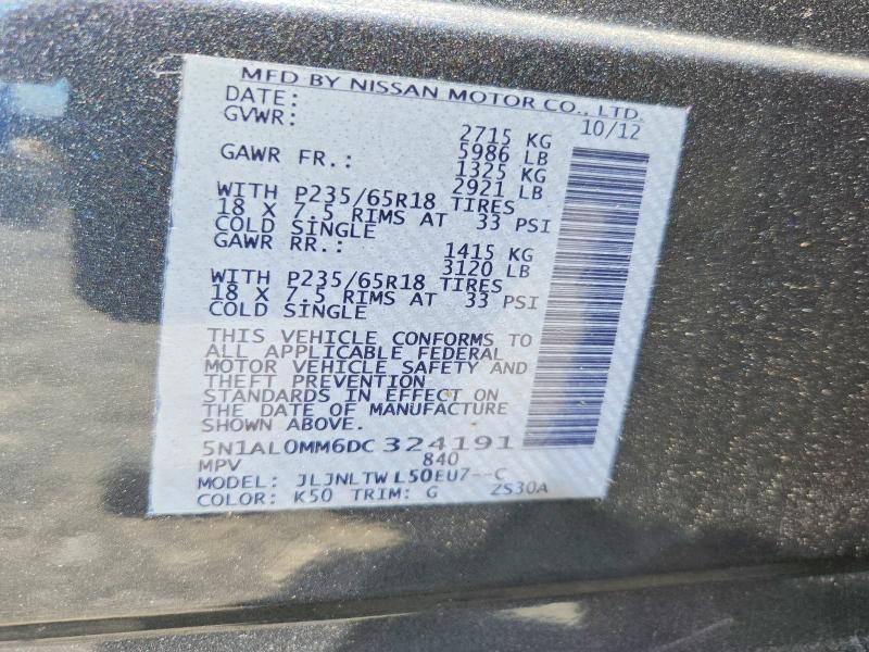 Aukcja sprzedaży 2013 Infiniti Jx35, vin: 5N1AL0MM6DC324191, numer aukcji: 57734086