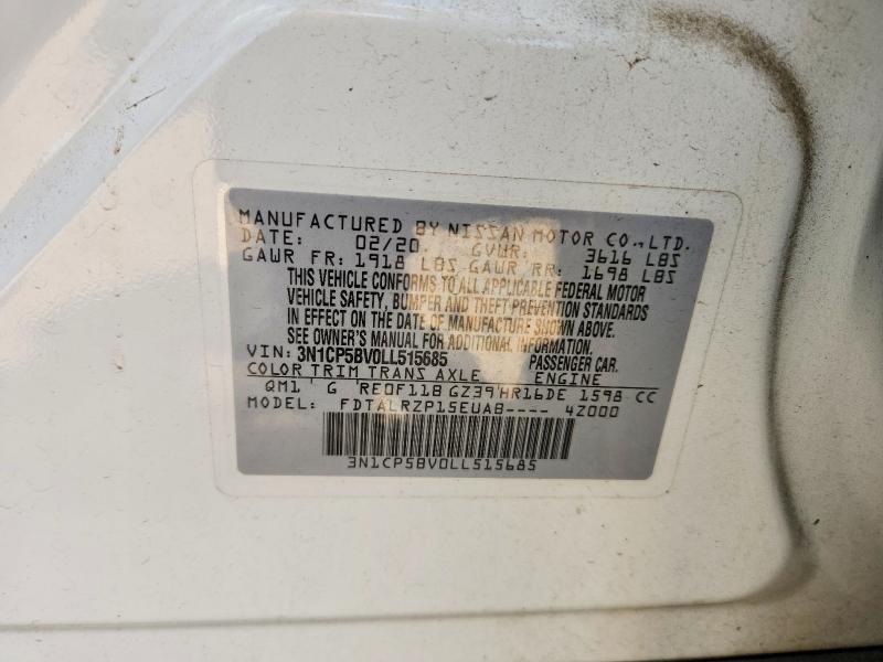 85619695 :رقم المزاد ، 3N1CP5BV0LL515685 vin ، 2020 Nissan Kicks مزاد بيع