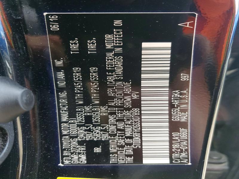Aukcja sprzedaży 2016 Toyota Highlander, vin: 5TDDKRFH2GS307898, numer aukcji: 57079336