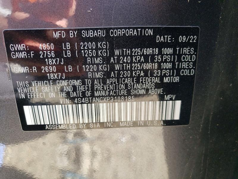 Продажа на аукционе авто 2023 Subaru Outback, vin: 4S4BTANCXP3108185, номер лота: 56035766