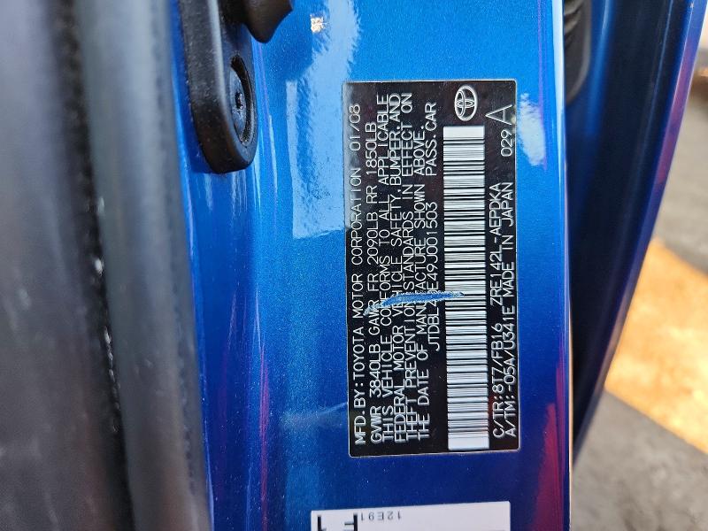 57769986 :رقم المزاد ، JTDBL40E49J001503 vin ، 2009 Toyota Corolla مزاد بيع
