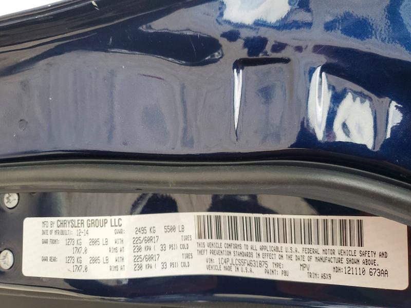 57814856 :رقم المزاد ، 1C4PJLCS5FW631875 vin ، 2015 Jeep Cherokee مزاد بيع