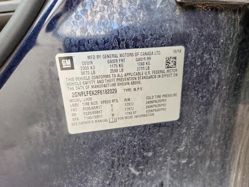 58559376 :رقم المزاد ، 2GNFLFEK2F6182029 vin ، 2015 Chevrolet Equinox مزاد بيع