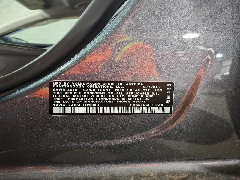Продаж на аукціоні авто 2015 Volkswagen Passat, vin: 1VWAT7A35FC122998, номер лоту: 57177726