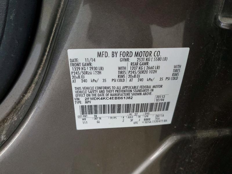 58805606 :رقم المزاد ، 2FMDK4KC4EBB61382 vin ، 2014 Ford Edge مزاد بيع
