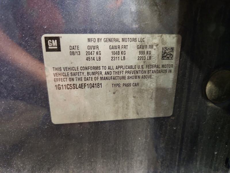 2014 Chevrolet Malibu მანქანა იყიდება აუქციონზე, vin: 1G11C5SL4EF104181, აუქციონის ნომერი: 56844346