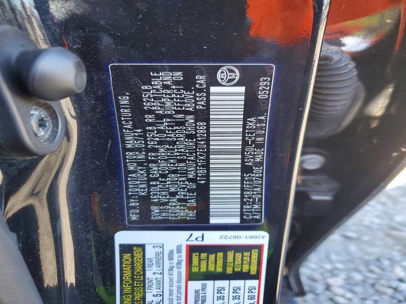 58143586 :رقم المزاد ، 4T1BF1FK7EU412868 vin ، 2014 Toyota Camry مزاد بيع
