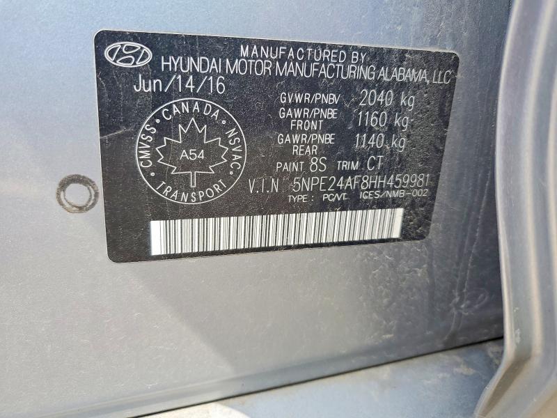 55520886 :رقم المزاد ، 5NPE24AF8HH459981 vin ، 2017 Hyundai Sonata مزاد بيع