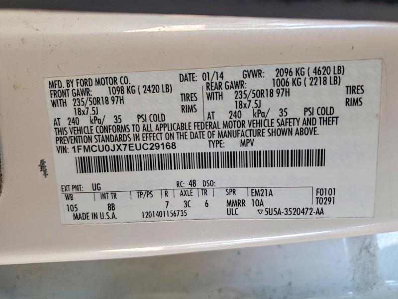 57700096 :رقم المزاد ، 1FMCU0JX7EUC29168 vin ، 2014 Ford Escape مزاد بيع