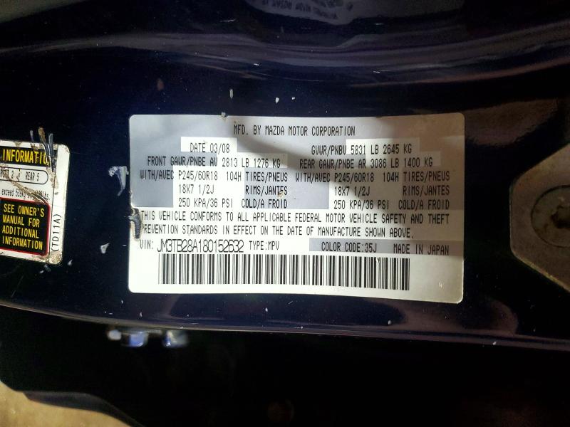 57202456 :رقم المزاد ، JM3TB28A180152632 vin ، 2008 Mazda Cx-9 مزاد بيع