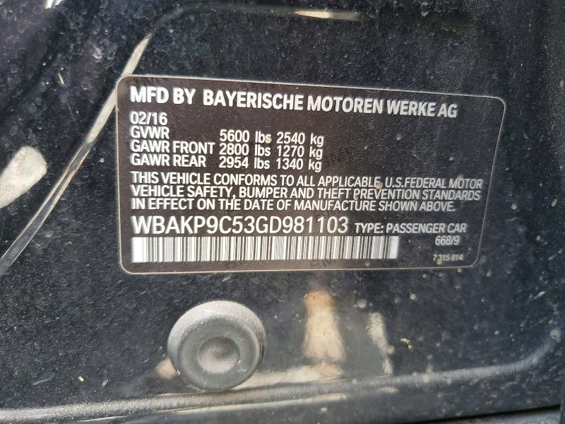 56767256 :رقم المزاد ، WBAKP9C53GD981103 vin ، 2016 Bmw 550 مزاد بيع