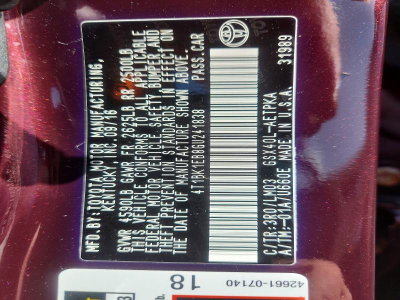 Aukcja sprzedaży 2016 Toyota Avalon, vin: 4T1BK1EB8GU241838, numer aukcji: 58216916