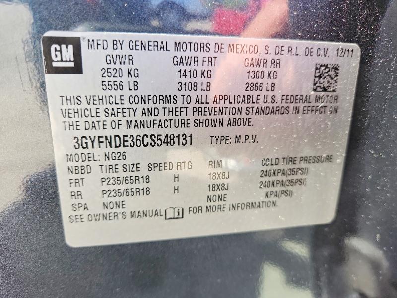 Aukcja sprzedaży 2012 Cadillac Srx, vin: 3GYFNDE36CS548131, numer aukcji: 55570926