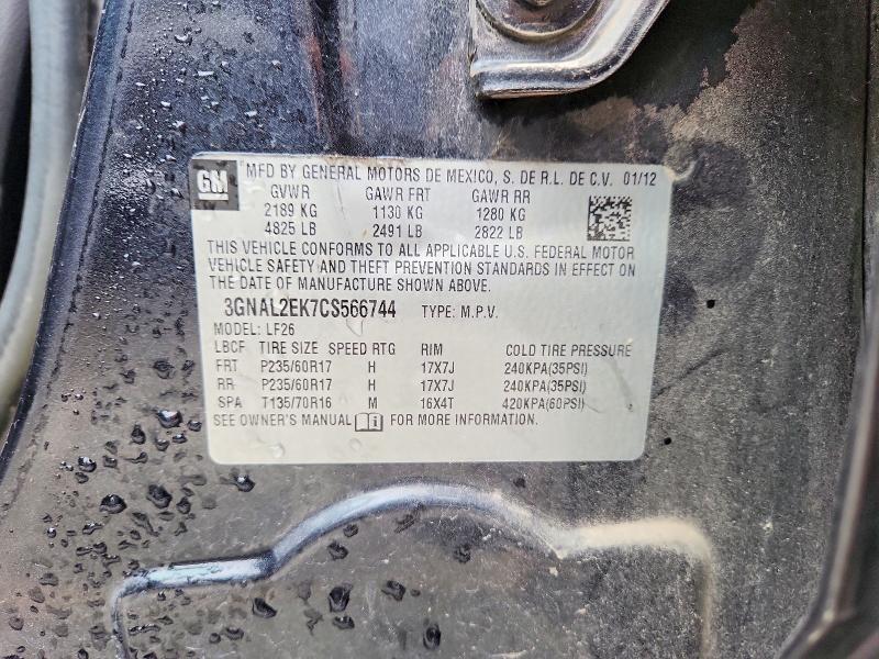 56230476 :رقم المزاد ، 3GNAL2EK7CS566744 vin ، 2012 Chevrolet Captiva مزاد بيع