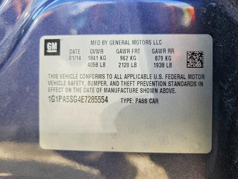 Продажа на аукционе авто 2014 Chevrolet Cruze, vin: 1G1PA5SG4E7285554, номер лота: 55072356