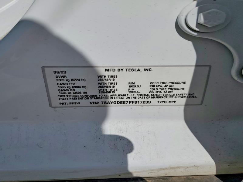 Продажа на аукционе авто 2023 Tesla Model Y, vin: 7SAYGDEE7PF817233, номер лота: 55605936