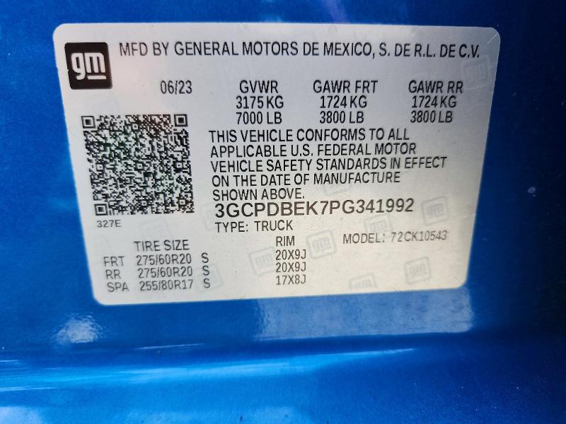 Продажа на аукционе авто 2023 Chevrolet Silverado, vin: 3GCPDBEK7PG341992, номер лота: 56248216
