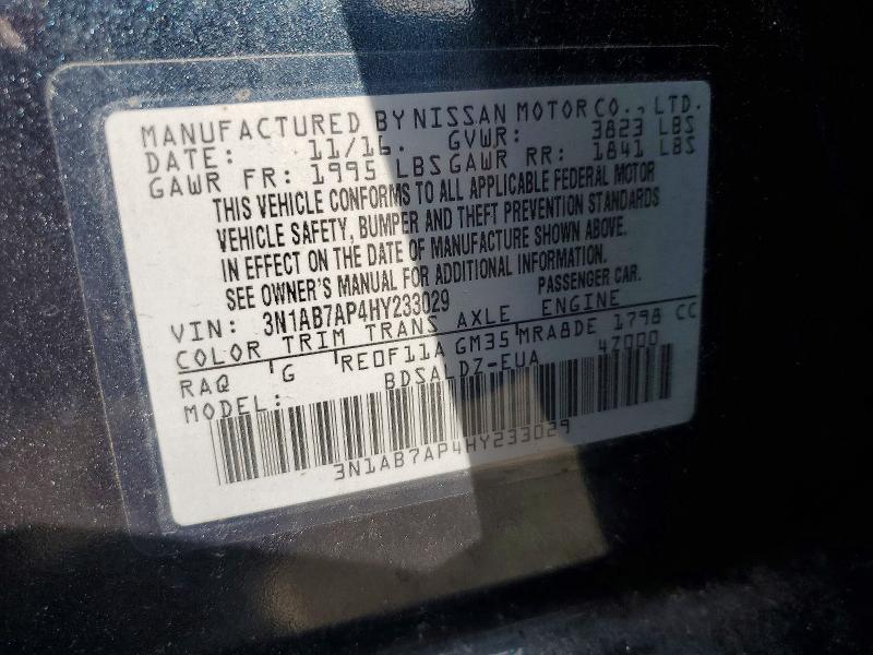 Auction sale of the 2017 Nissan Sentra, vin: 3N1AB7AP4HY233029, lot number: 57216316